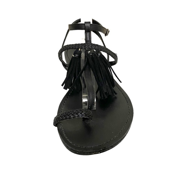 Forever 21 Black Tassel Cross Strap Sandals Size 9 - Picture 3 of 7